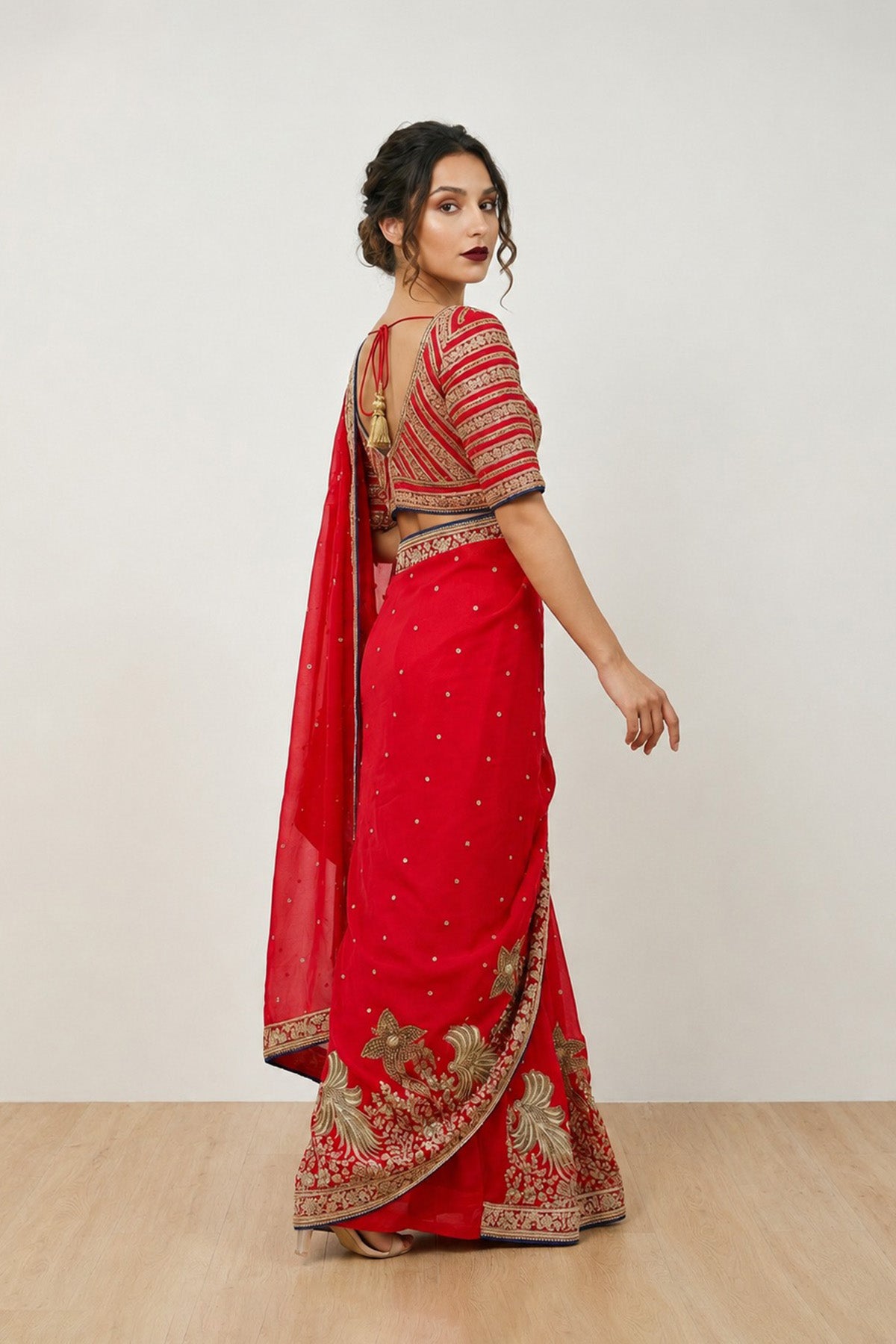 Red Tree Saree